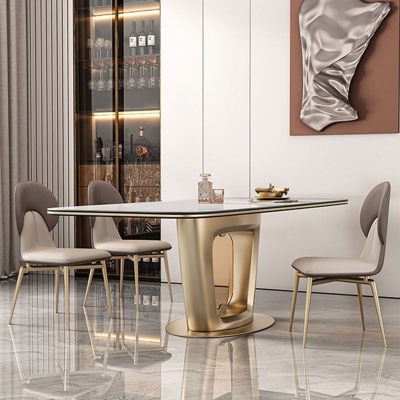 ホーム用の光沢のある白い石のダイニングテーブルセット1/5ピースモダンなディネットセット