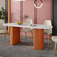Modern Sintered Stone Oval Table Dining Table with White/Orange Double Pedestal Clearhalo ' dining_table' 'Dining Tables & Seating' 'Dining Tables' 'Furniture' 'furniture_dining_table' 'Kitchen & Dining Furniture' 'kitchen&dining_furn' 'kitchen' 'kitchen_dining_table' 1200x1200_bedbec60-0106-46e3-b4a3-d5acce8ea1a3