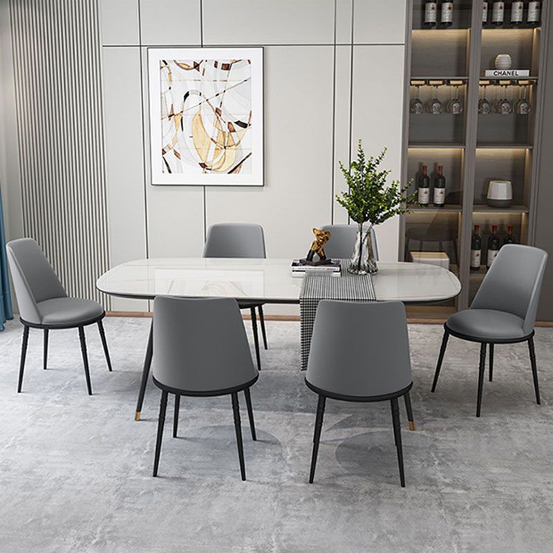 Scandinavian Faux Leather Side Chair for Home Armless Solid Back Chair Clearhalo ' kitchen&dining_furn' 'Dining Chairs' 'Dining Tables & Seating' 'dining_chair' 'furn' 'furn_dining_chair' 'Furniture' 'furniture_dining_chair' 'Kitchen & Dining Furniture' 'kitchen' 1200x1200_bedc78d3-34d6-4c52-bbbf-73d40a33d3f9