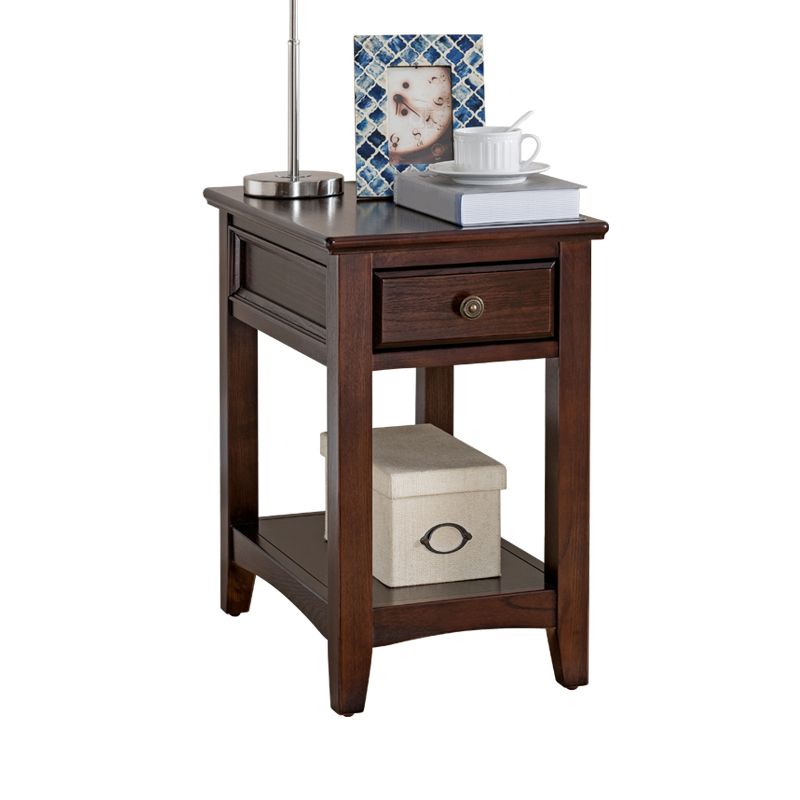 モダンな長方形の上部サイド表23.62 "ストレージ付きの高層材のエンドテーブル