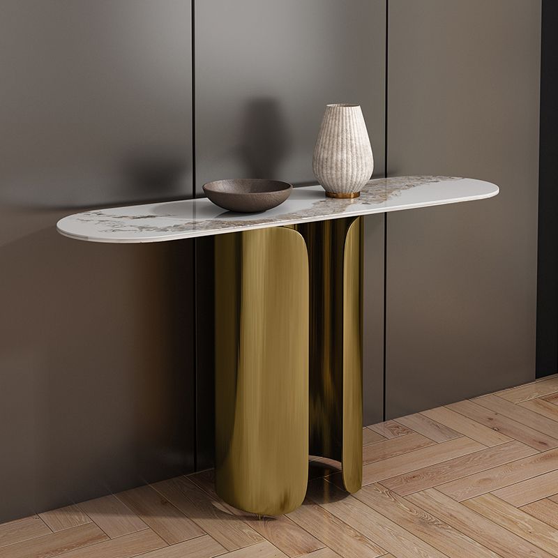 Tavolo da console glam largo 16 pollici tavolo di accento di pietra ovale per Hall