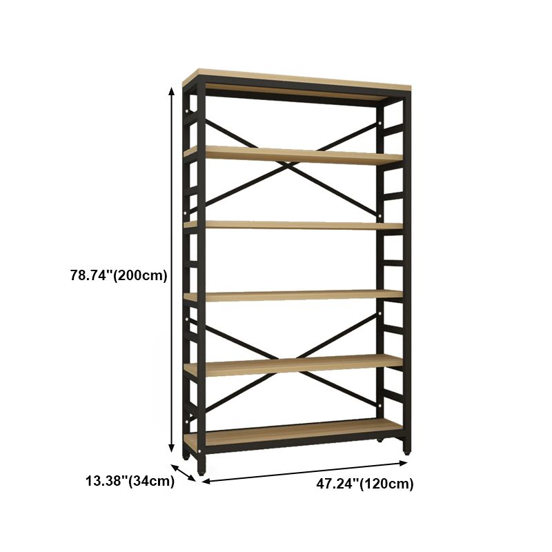 Estantería de estilo moderno marco de metal negro abiertamente estantería para la oficina