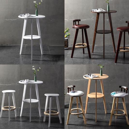 Modern Style Round Bar Table Wood Top Pub Table for Dining Room Clearhalo 'Bar Furniture' 'Bar Tables' 'bar_tables' 'furn' 'furn_bar_tables' 'Furniture' 'furniture_bar_tables' 'Kitchen & Dining Furniture' 1200x1200_bee46757-0a86-4d04-bb61-659394278982