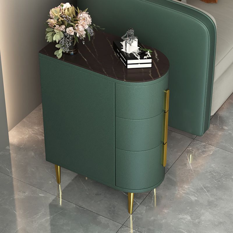 Glam 22.4-inch Tall Stone Top End Table Brass 4 Legs Sofa Side Table