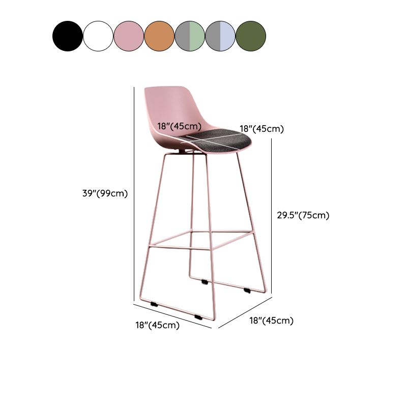 Contemporary Upholstered Backrest Armless Bar Stools with Metal Base