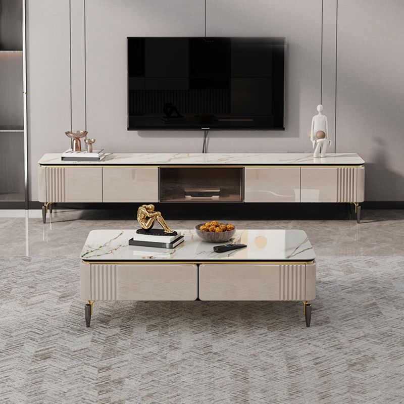 Contemporary Media Console Stone TV Media Console with 4 Drawers Clearhalo 'furn' 'furn_tv_stands_entertainment_centers' 'Furniture' 'Living Room Furniture' 'TV Stands & Entertainment Centers' 'TV Stands & Media Storage Furniture' 'tv_stands_entertainment_centers' 1200x1200_bee759e3-acc5-4715-921c-b9dcaf90639d