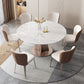 Modern White Round Extendable Dining Table with Metal Pedestal Base Clearhalo 'Dining Tables & Seating' 'Dining Tables' 'dining_table' 'furn' 'furn_dining_table' 'Furniture' 'Kitchen & Dining Furniture' 1200x1200_beec4e57-04c9-417c-87ba-534cc763edff