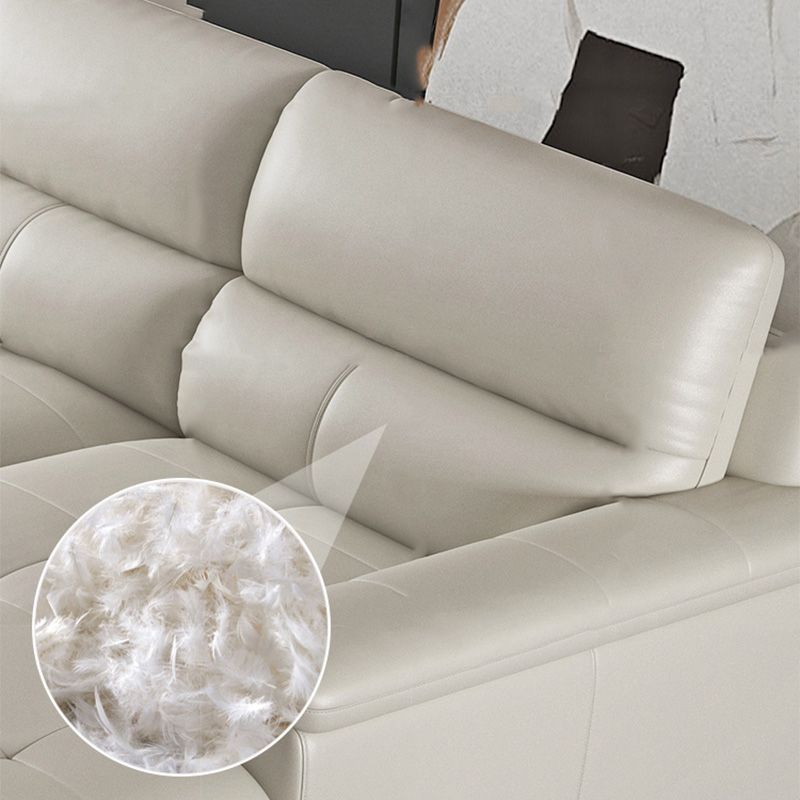 Modern Cream High Back Sofa and Chaise Pillow Top Arm Leather Sectional Clearhalo 'furn' 'furn_sectionals' 'Furniture' 'furniture_sectionals' 'kitchen' 'kitchen_sectionals' 'Living Room Furniture' 'Sectionals' 1200x1200_beec5d51-1b1f-4681-b1c3-49d58704f6f4