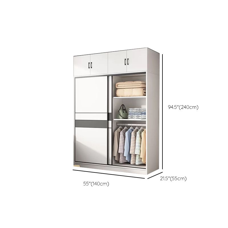 Armario de madera de ingeniería Armario de armario blanco con puertas cerradas suaves