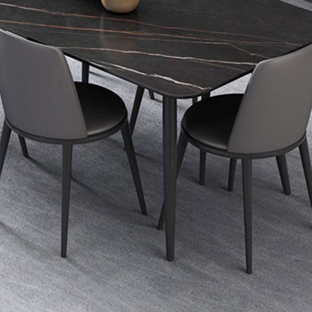 Modern 1/4/6/7 Pieces Black Dining Table Set with Sintered Stone Top Rectangle Dinette Set Clearhalo 'Dining Room Sets' 'Dining Tables & Seating' 'dining_room_set' 'furn' 'furn_dining_room_set' 'Furniture' 'furniture_dining_room_set' 'Kitchen & Dining Furniture' 'kitchen&dining_furn' 'kitchen' 1200x1200_bef10f78-87e5-45fb-9c53-bb60d23b5a01