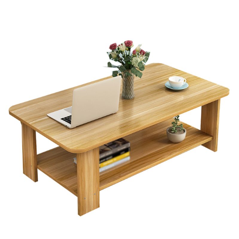 Rechthoekige houten salontafel 1 enkele cocktailtafel met opbergplank