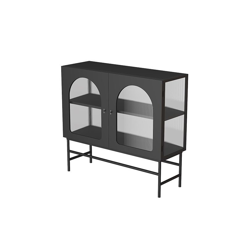 Kitchen Sideboard with Glass Doors Glam Dining Server with Metal Frame Clearhalo 'buffet_sideboard' 'Buffets & Sideboards' 'furn' 'furn_buffet_sideboard' 'Furniture' 'Kitchen & Dining Furniture' 1200x1200_bef1c938-528d-43eb-b212-caa2859d906a