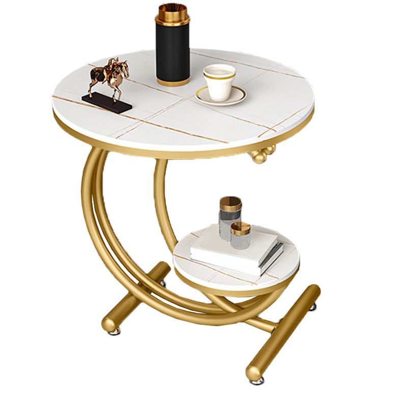 19.6"/23.6" Modern Slate Round End Table Metal C Side Table with Shelf