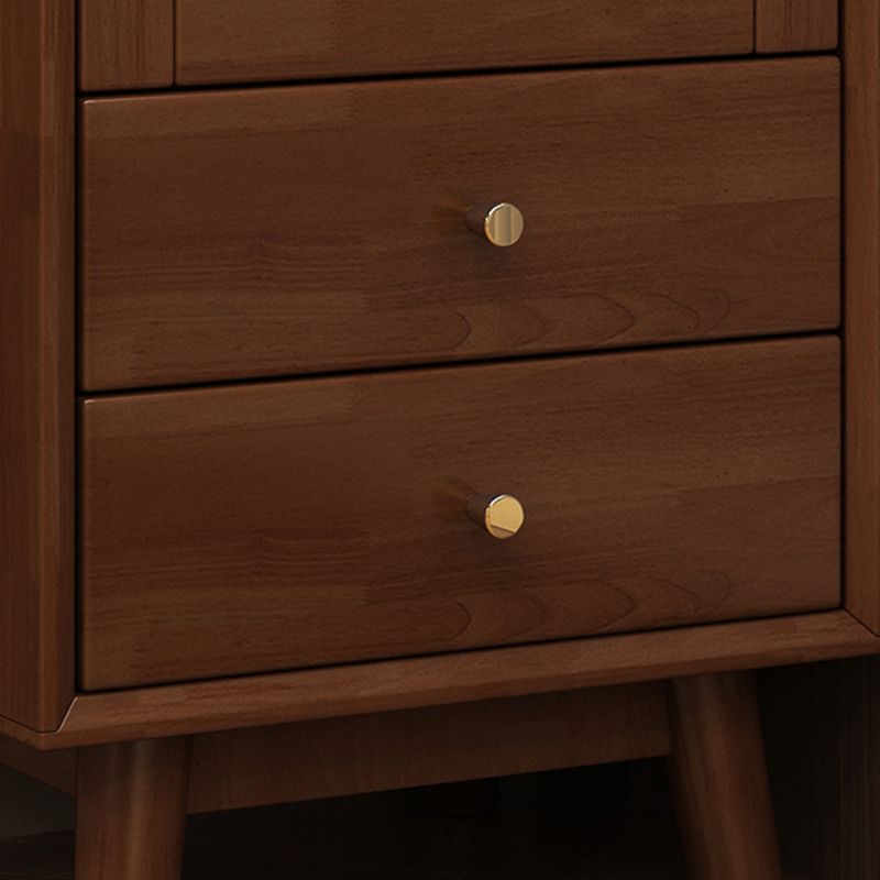 Mid Century Solid Wood 1-Door Cabinet Glass Paned Side Cabinet with 2-Drawer Clearhalo 'Cabinets & Chests' 'cabinets_chests' 'furn' 'furn_cabinets_chests' 'Furniture' 'Living Room Furniture' 1200x1200_bef45fbb-c811-43d6-b296-beb1aeac1d26