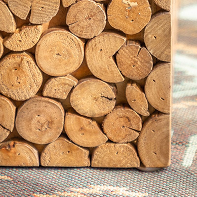 Solid Wood Living Room Side Table Light Brown Square End Table