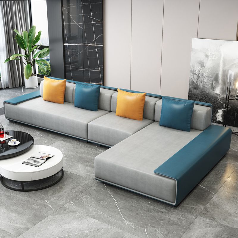 146.46"L x 70.87"W x 29.53"H Contemporary Fabric Square Arm Sectionals Clearhalo 'furn' 'furn_sectionals' 'Furniture' 'furniture_sectionals' 'kitchen' 'kitchen_sectionals' 'Living Room Furniture' 'Sectionals' 1200x1200_bef5cbcb-1fda-4f91-8315-7db2a3c33d60