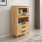 Rectangle Contemporary Natural Cabinet with Glass Doors and Drawers Clearhalo 'Cabinets & Chests' 'cabinets_chests' 'furn' 'furn_cabinets_chests' 'Furniture' 'Living Room Furniture' 1200x1200_bef67e2f-e215-4dd7-bfc1-8e3cb32c43a3