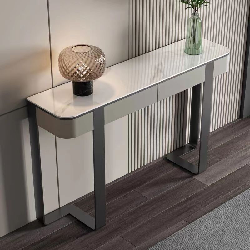Tabella della console rettangolare moderna Tabella di divano console in grigio/oro