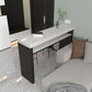 Industrial Counter Height Set 1/2/3 Pcs Stone and Leather Bar Table with Backless Stools