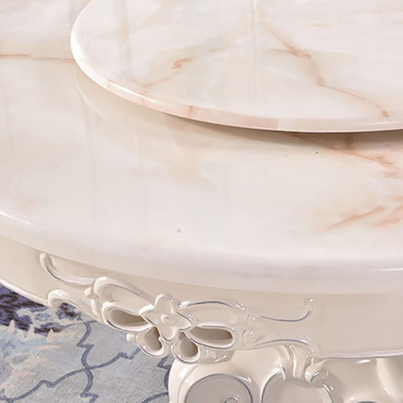 Stone Top Dining Table Round Table with Pedestal Base in White Clearhalo 'Dining Tables & Seating' 'Dining Tables' 'dining_table' 'furn' 'furn_dining_table' 'Furniture' 'Kitchen & Dining Furniture' 1200x1200_befa4a82-a442-4280-9769-a47308ef5a73