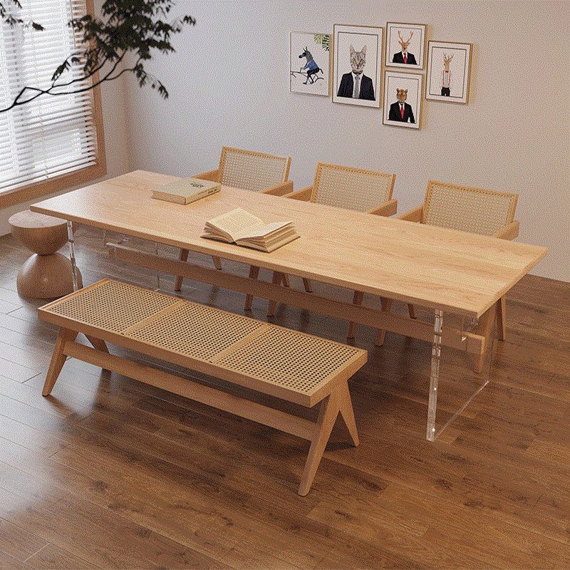 Solid Wood Trestle Base Table Modern Furniture in Natural for Restaurant Clearhalo 'Dining Tables & Seating' 'Dining Tables' 'dining_table' 'furn' 'furn_dining_table' 'Furniture' 'Kitchen & Dining Furniture' 1200x1200_befbec6d-ccf2-444a-9bbb-573cb75bb3c2