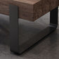 Solid Wood Sled Coffee Cocktail Table in Brown of 17.7" High