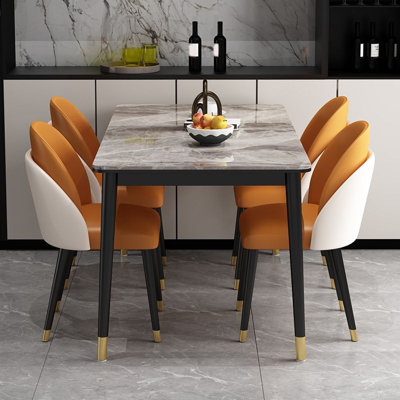 Glam Style Sintered Stone Dining Set Rectangle 1/5/6/7 Pieces Dining Set for Dining Areas