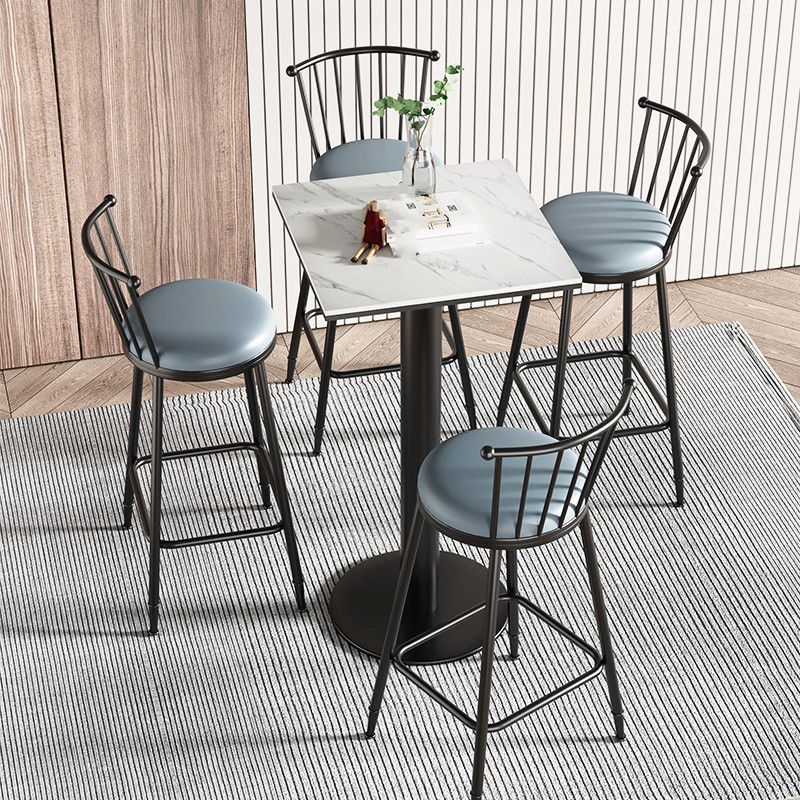 Ensemble de bar PCS 1/2/3/5 moderne avec table de pub carrée et tabourets métalliques pour la maison