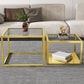 Modern Square Glass Coffee Table Iron Frame Base Cocktail Table