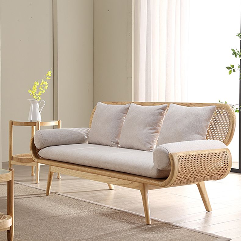 Tropical Corduroy Sofa in Solid Wood Linen Sofa for Living Room