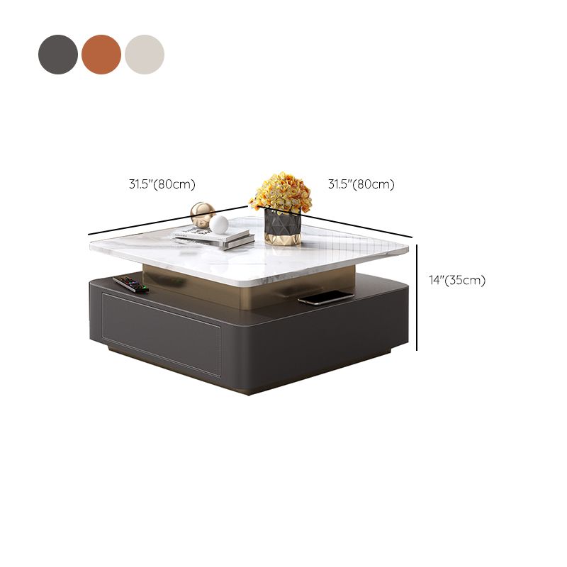 Glam Square Cocktail Table Single Stone Coffee Cocktail Table with Storage Clearhalo 'Coffee & Accent Tables' 'Coffee Tables' 'coffee_tables' 'furn' 'furn_coffee_tables' 'Furniture' 'Living Room Furniture' 1200x1200_beff6832-2629-4f4a-9c7f-47e0c8696f2c
