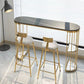 Stone Oval Bar Table Glam Style Living Room Bistro Bar Desk with Storage