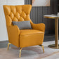 Glam Faux Leather Arms Included with Pillow Fixed Back Lounge Chair
