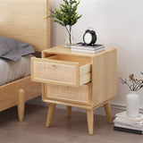 Wicker & Rattan Moderner Nachttisch Massivholz 2-Drawern-Aufbewahrung 22-Zoll-Nachttisch