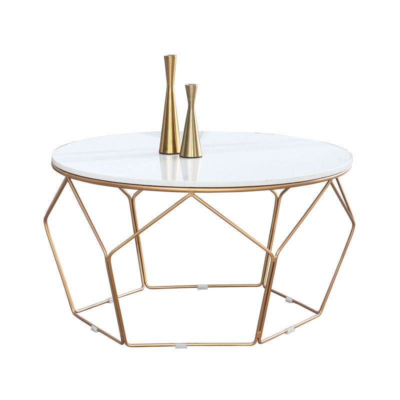 White Marble Frame 1 Coffee Table Modern Round Table for Living Room Clearhalo 'Coffee & Accent Tables' 'Coffee Tables' 'coffee_tables' 'furn' 'furn_coffee_tables' 'Furniture' 'furniture_coffee_tables' 'Living Room Furniture' 1200x1200_bf05095f-b62a-4373-94fe-87833efaea0a