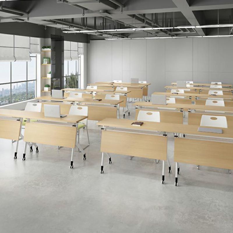 Scrivania rettangolare di scrittura top in legno fabbricato naturale con ruote a tracota