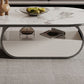 Elliptical Slate Top Coffee Table 1 -shelf Glam Cocktail Table with 1 - Drawer