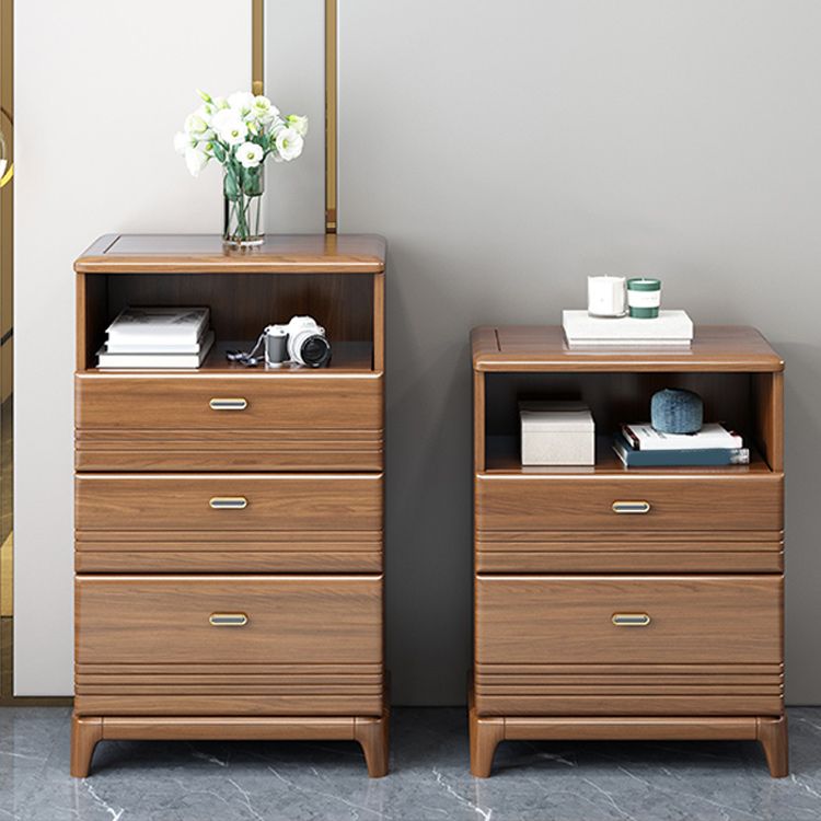 Mid-Century Modern Chest with 1 Shelf and Drawers and Legs in Walnut Clearhalo 'Cabinets & Chests' 'cabinets_chests' 'furn' 'furn_cabinets_chests' 'Furniture' 'Living Room Furniture' 1200x1200_bf06cdce-f1e4-486f-93b3-f9fce30dd41a