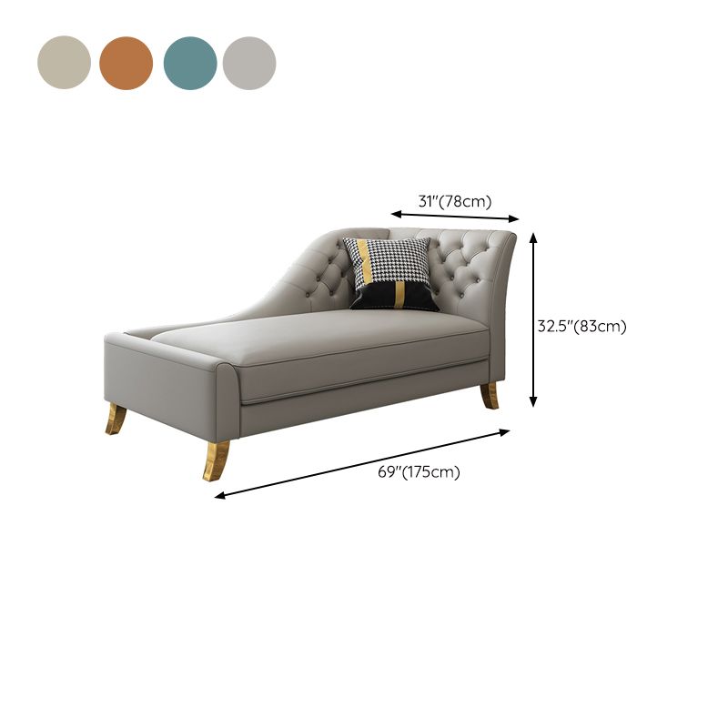 Glam Style Solid Color Genuine Leather Rolled Arms Chaise Chair with Tufted Clearhalo 'Chairs & Seating' 'Chaise Lounge' 'chaise_lounge' 'furn' 'furn_chaise_lounge' 'Furniture' 'Living Room Furniture' 1200x1200_bf06db1f-7798-4cf6-b142-3978a95f4e9c