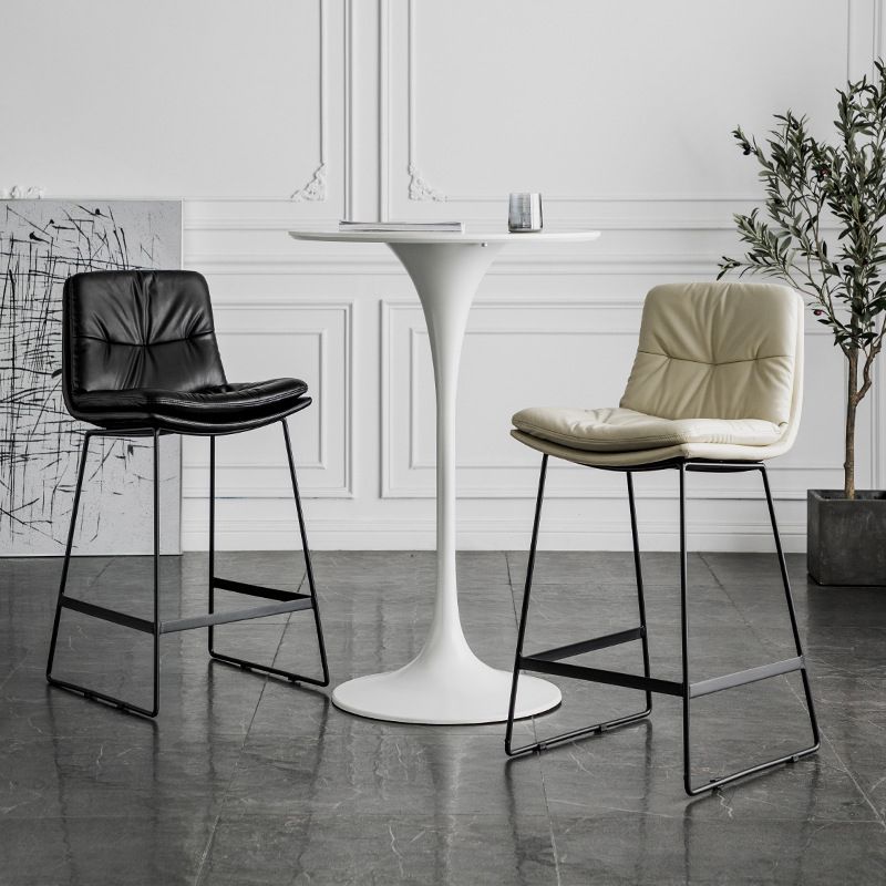 Scandinavian Low Back Home Stool Matte Finish Upholstered Bar Stools Clearhalo 'Bar Furniture' 'Bar Stools' 'bar_stools' 'furn' 'furn_bar_stools' 'Furniture' 'furniture_bar_stools' 'Kitchen & Dining Furniture' 1200x1200_bf06e412-55db-48a5-b91d-e182a0643ec8