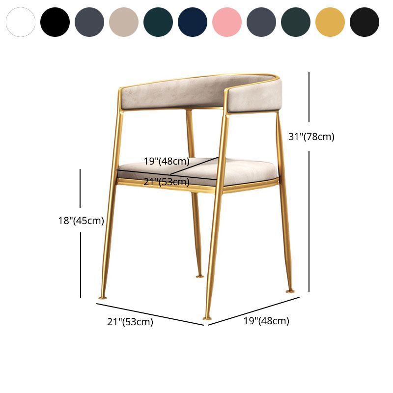 Glam Gold Metal Arm Chair Open Back Dining Side Chair with Upholstered Clearhalo 'Dining Chairs' 'Dining Tables & Seating' 'dining_chair' 'furn' 'furn_dining_chair' 'Furniture' 'furniture_dining_chair' 'Kitchen & Dining Furniture' 1200x1200_bf07074b-7439-424f-910a-f15bd8cc17fe