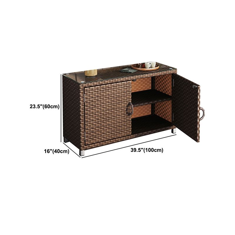 Modern Storage Cabinet Wicker&Rattan Side Cabinet With Doors Clearhalo 'Cabinets & Chests' 'cabinets_chests' 'furn' 'furn_cabinets_chests' 'Furniture' 'Living Room Furniture' 1200x1200_bf070806-7ce1-4256-842e-2fa129be75a9
