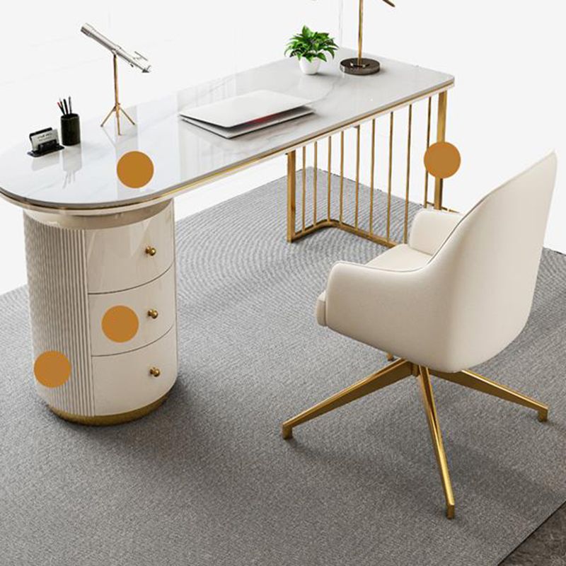 Glam Stone Office Bureau 3 tiroirs 29,53 "Bureau d'écriture de haut avec base de piédestal