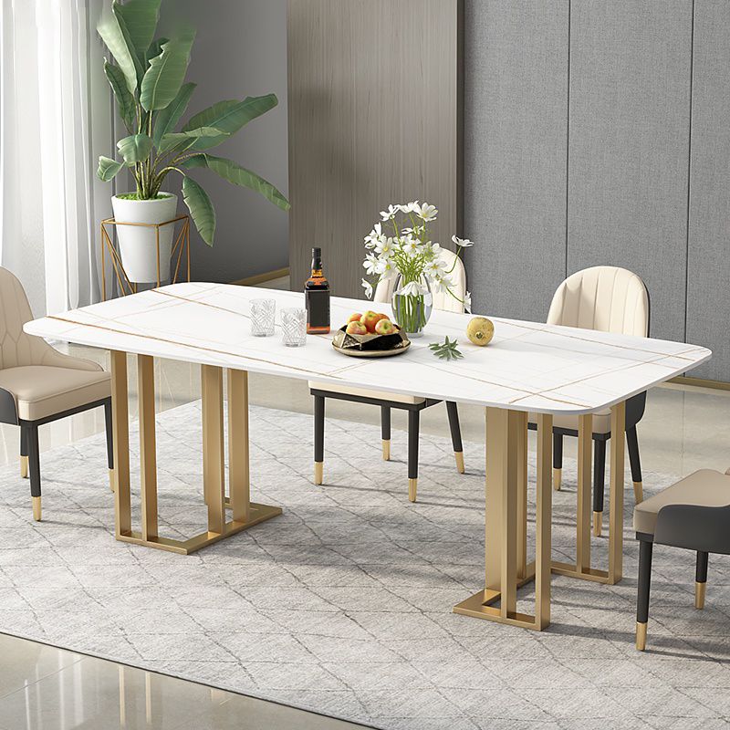 Glam 1/2/4/5/6 Pieces Dining Set Rectangle Stone Dining Table for Dining Room Clearhalo 'Dining Room Sets' 'Dining Tables & Seating' 'dining_room_set' 'furn' 'furn_dining_room_set' 'Furniture' 'furniture_dining_room_set' 'Kitchen & Dining Furniture' 1200x1200_bf0a5062-eb64-42b4-b563-7a9bebe49b30