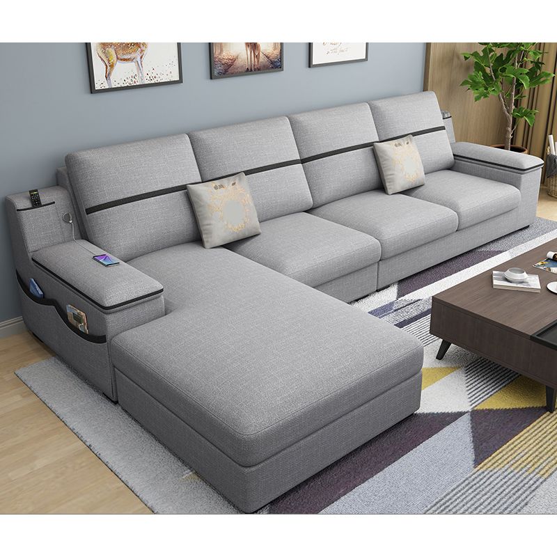4-seat Cushion Back Sofa 109"L x 65"W x 35.5"H Recessed Arm Sectional with Storage Clearhalo 'furn' 'furn_sectionals' 'Furniture' 'furniture_sectionals' 'kitchen' 'kitchen_sectionals' 'Living Room Furniture' 'Sectionals' 1200x1200_bf0b7248-7a4f-4d44-892c-257edfc9c58c