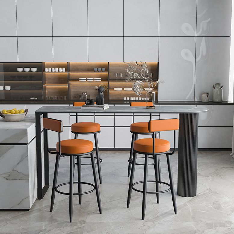 Modern Armless Backrest Counter Stool Iron Dining Room Bar Stool with Leather Cushion Clearhalo 'Bar Furniture' 'Bar Stools' 'bar_stools' 'furn' 'furn_bar_stools' 'Furniture' 'furniture_bar_stools' 'Kitchen & Dining Furniture' 1200x1200_bf100ea6-e426-4c2c-bf13-50e7c7d181ff