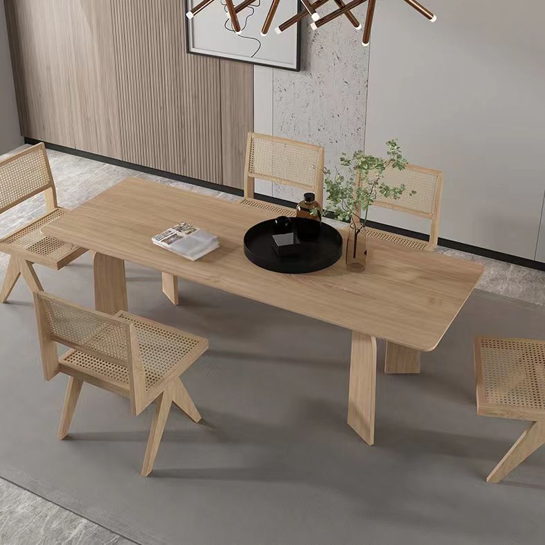 Modern Rectangle Dinette Set 1/2/4/5/6/7 Pieces Indoor Solid Wood Dining Table Set Clearhalo 'Dining Room Sets' 'Dining Tables & Seating' 'dining_room_set' 'furn' 'furn_dining_room_set' 'Furniture' 'Kitchen & Dining Furniture' 1200x1200_bf10cf5e-d4d8-4e8f-bc18-47cc87a19e25