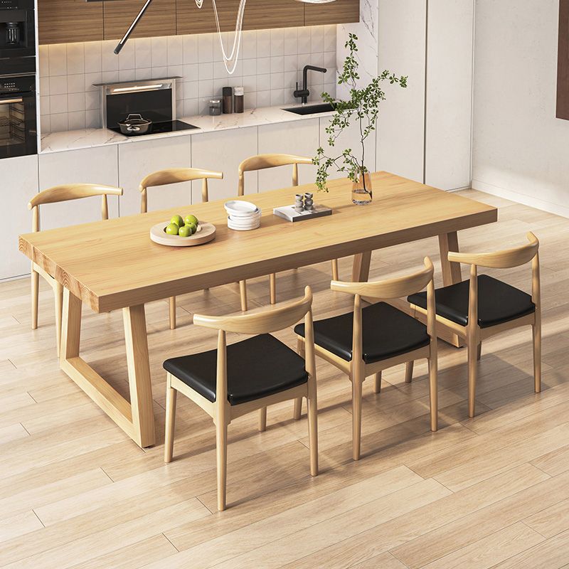 Moderne massief houten rechthoekige eettafel voor eetkamer en eetbar