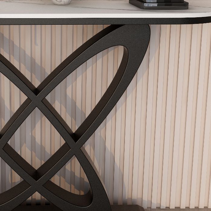 Tavolo console a mezza luna contemporanea con tavolo di accento di base del piedistallo