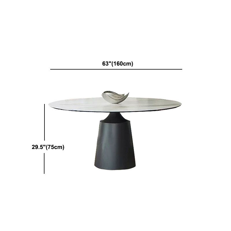 Modern Sintered Stone Dining Table Round Dining Room Table with Pedestal Base Clearhalo 'Dining Tables & Seating' 'Dining Tables' 'dining_table' 'furn' 'furn_dining_table' 'Furniture' 'furniture_dining_table' 'Kitchen & Dining Furniture' 'kitchen' 'kitchen_dining_table' 1200x1200_bf12d8c5-2e55-4d6a-805b-78d170345cd4